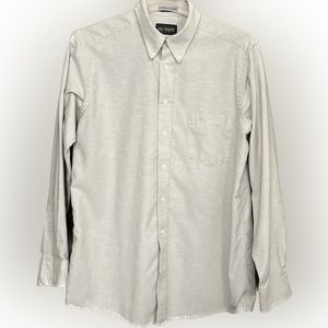 💥Tan Gulf Traders Long Sleeve Button Up Wrinkle Free Men Shirt 16 1/2 34” - 35”